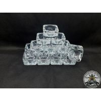 Glass water bowl transparent square 